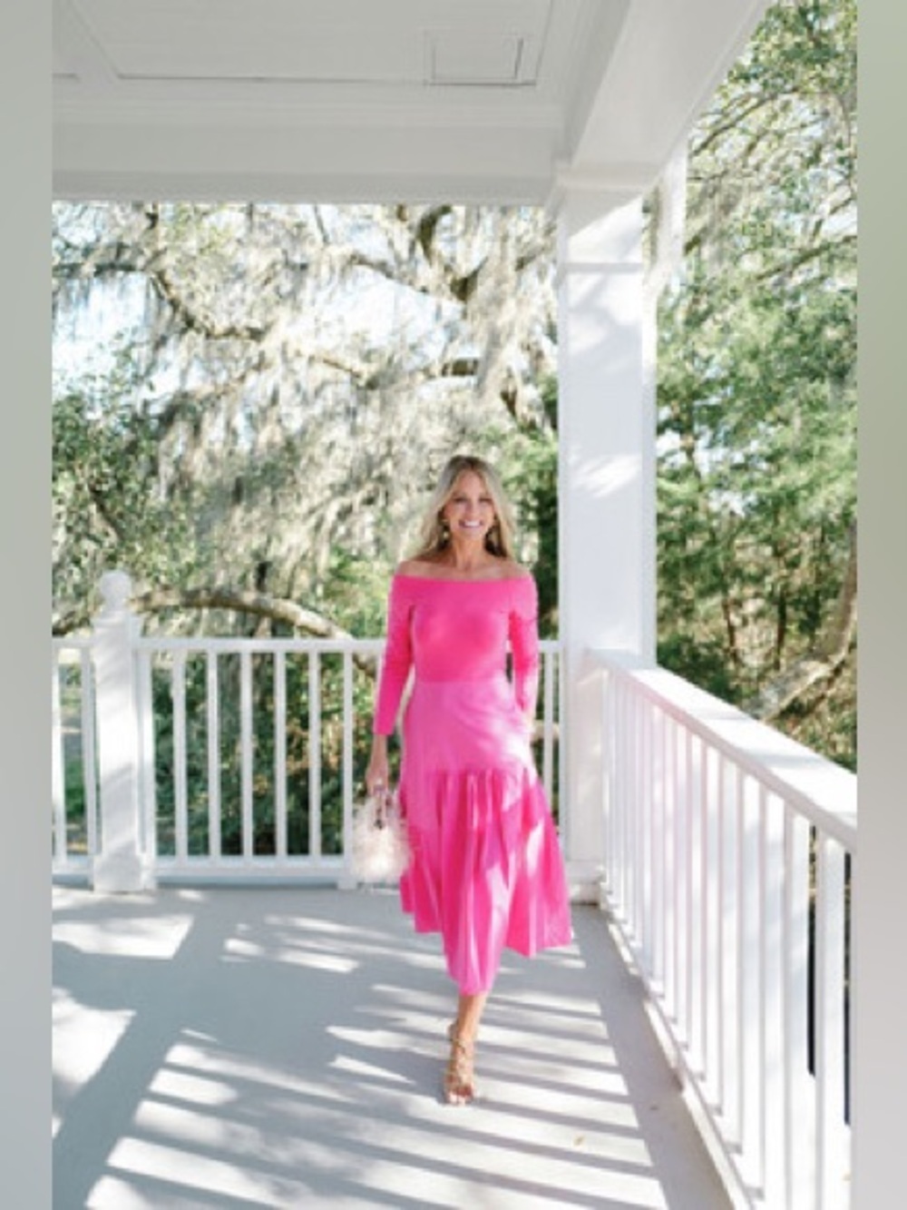 NWT Tuckernuck Hot Pink Off-Shoulder Midi Dress